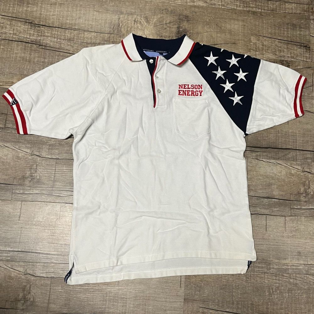 Rock Point Freedom Polo Shirt Mens Large White Short Sleeve Nelson Energy